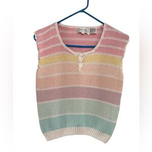 VINTAGE!!! Impressions Multicolor Striped Sleeveless Sweater women’s size medium